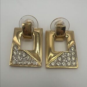 Post Earrings Elegant Vintage Signed Trifari Door Knocker Gold Grandmacore